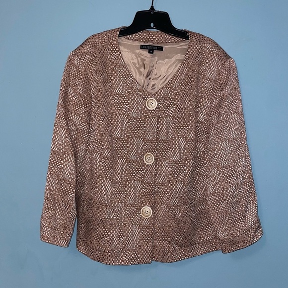 Lafayette 148 Textured Crop 3-Button Blazer with Front Pockets Size 18 - Picture 1 of 8